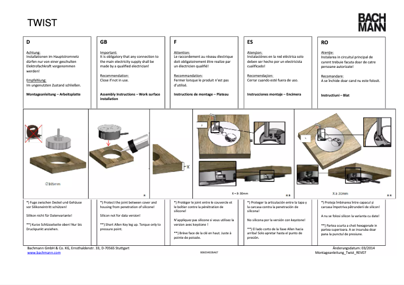 Page 1 de la notice Manuel utilisateur Bachmann TWIST