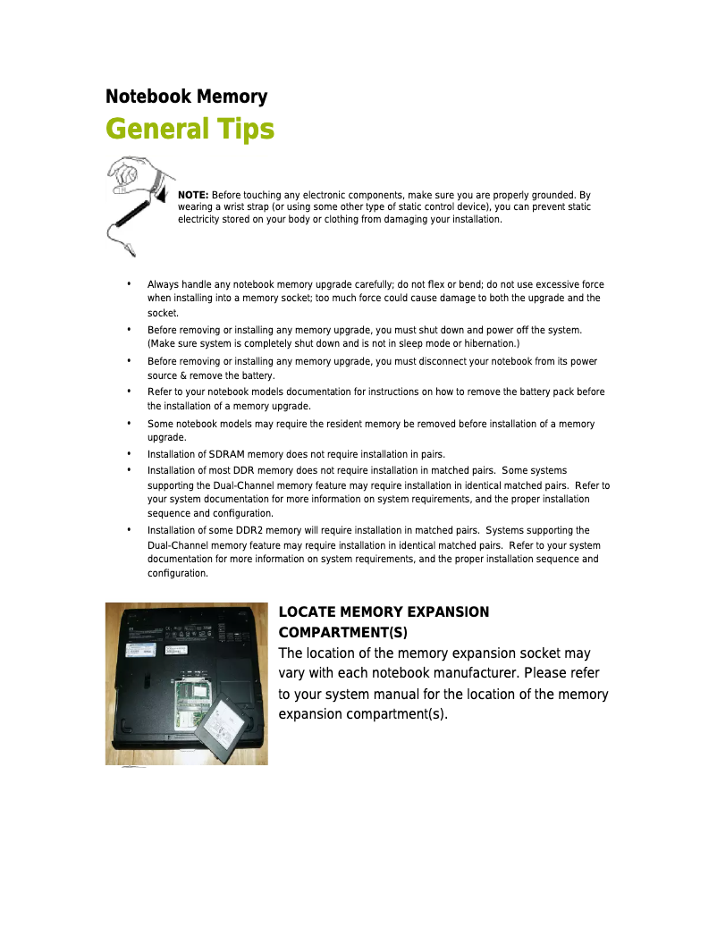 Page 1 de la notice Manuel utilisateur Centon 1GBDDR