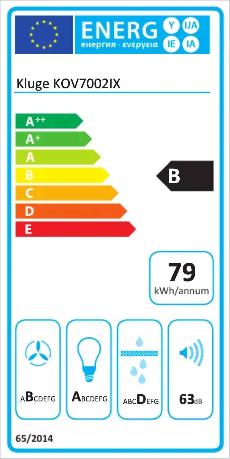 Page n°1 - Label énergétique Kluge KOV7002IX