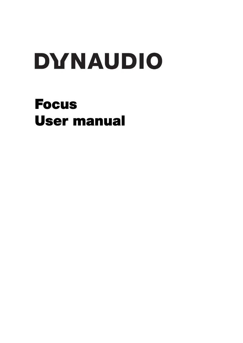 Page n°1 - Manuel utilisateur Dynaudio Focus 10