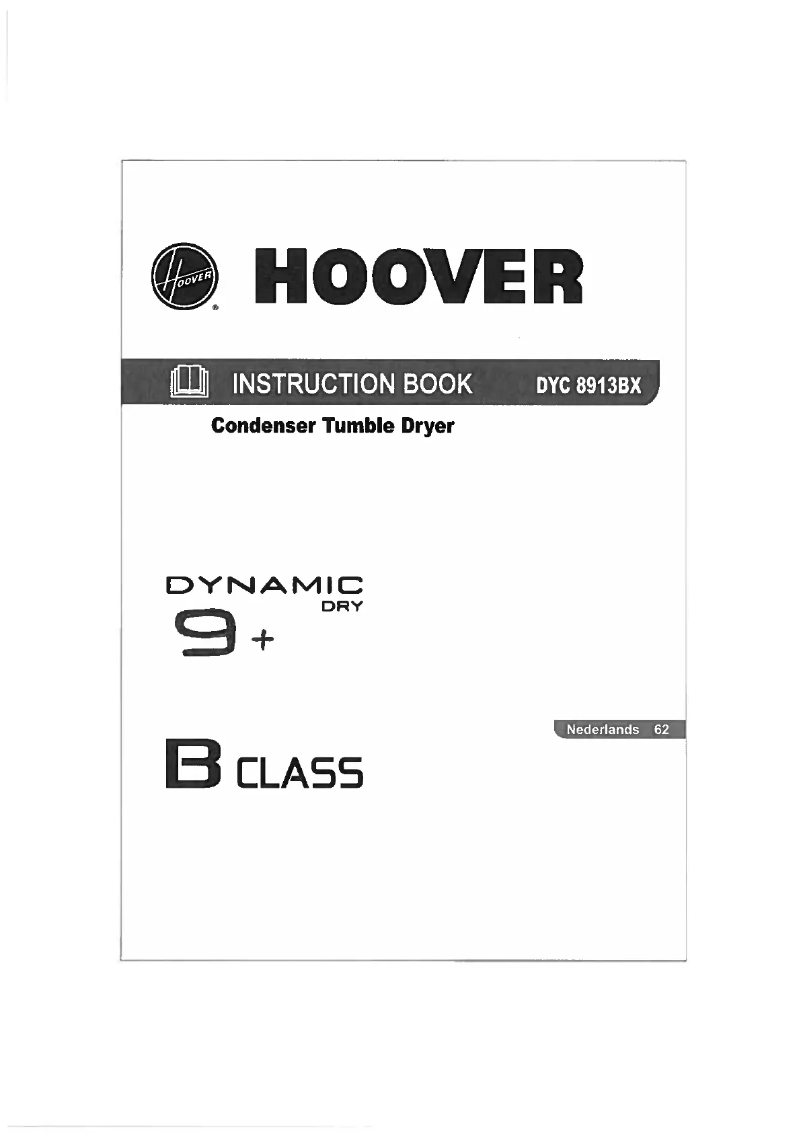 Page 1 de la notice Manuel utilisateur Hoover DYC 8913 BX-S