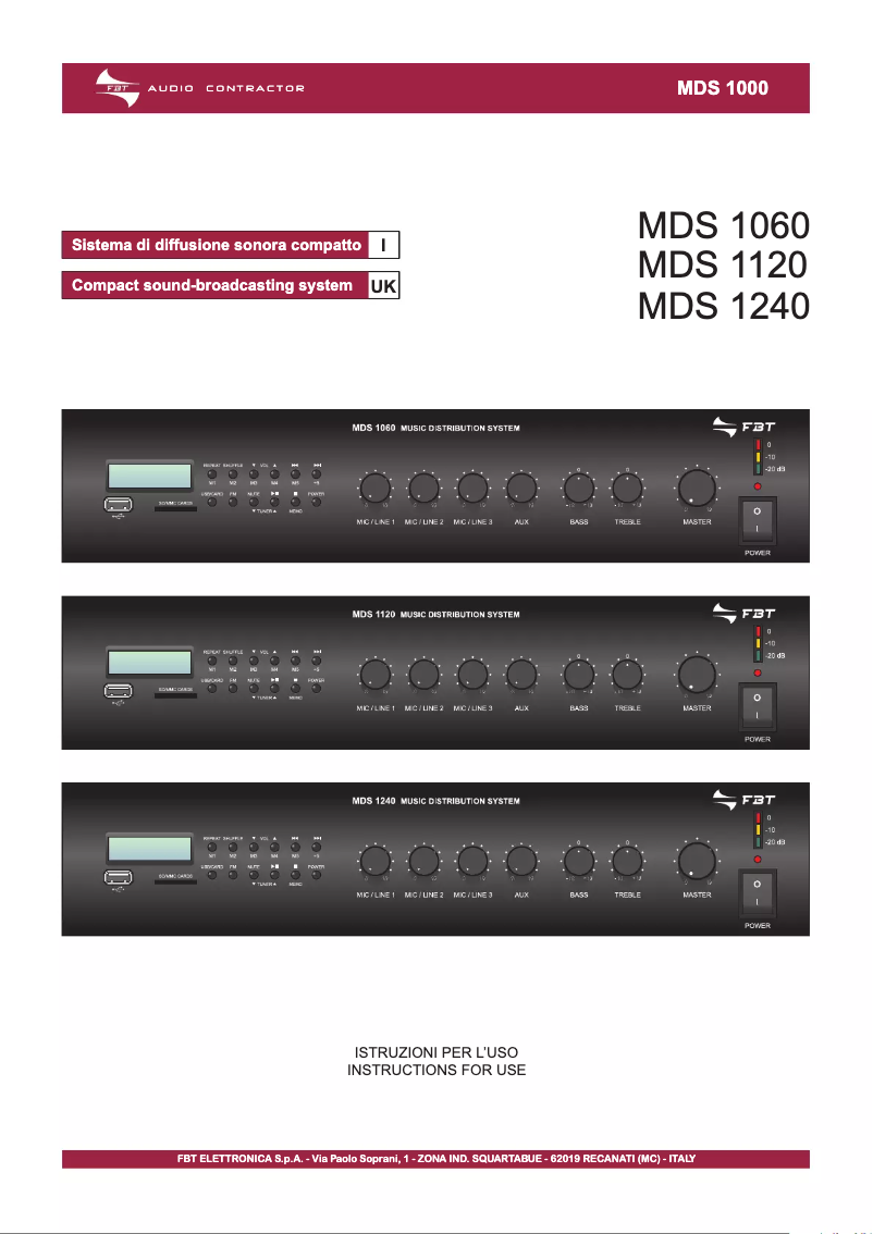 Page 1 de la notice Manuel utilisateur FBT MDS 1060
