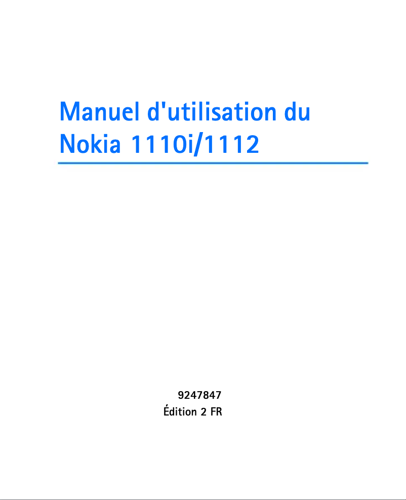Page 1 de la notice Manuel utilisateur Nokia 1112