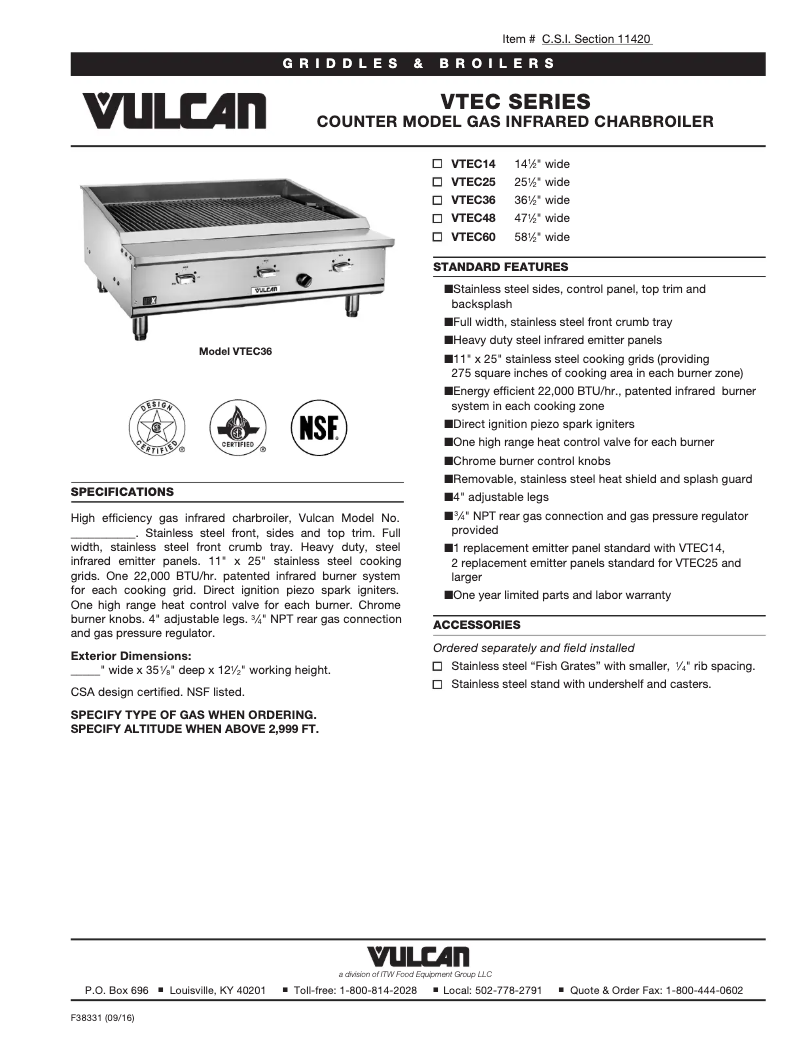 Page n°1 - Fiche technique Vulcan VTEC25