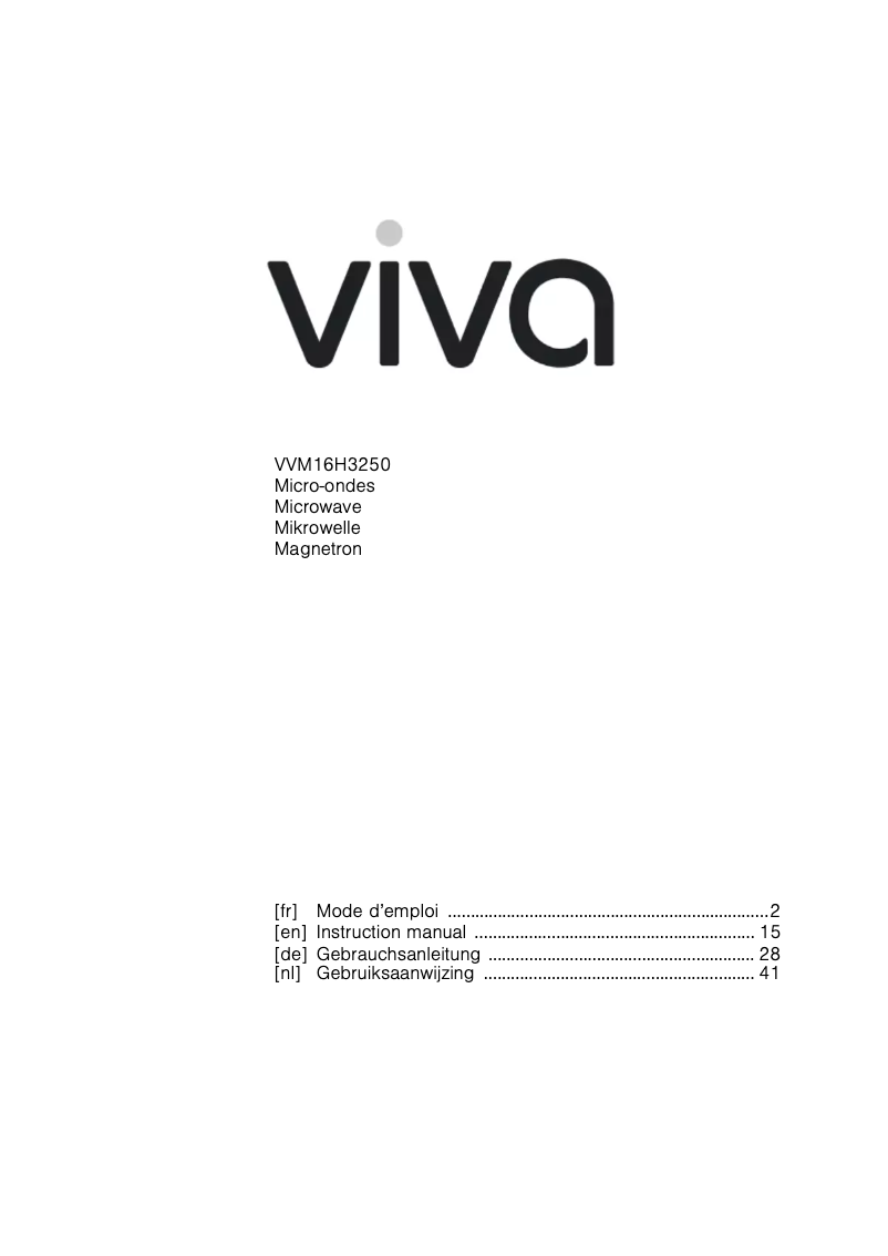 Page 1 of the manual User Manual Viva VVM16H3250