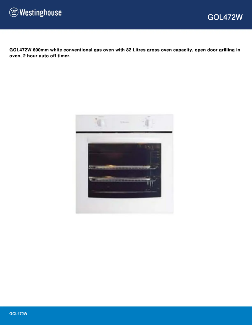 Page 1 de la notice Manuel utilisateur Westinghouse GOL472W