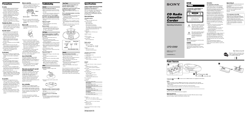 Página 1 del manual Manual de usuario Sony CFD-F10