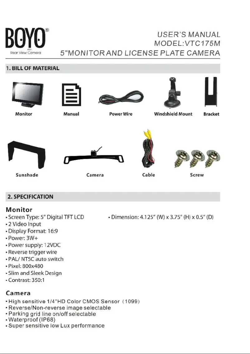 Página 1 del manual Manual de usuario Boyo VTC175M