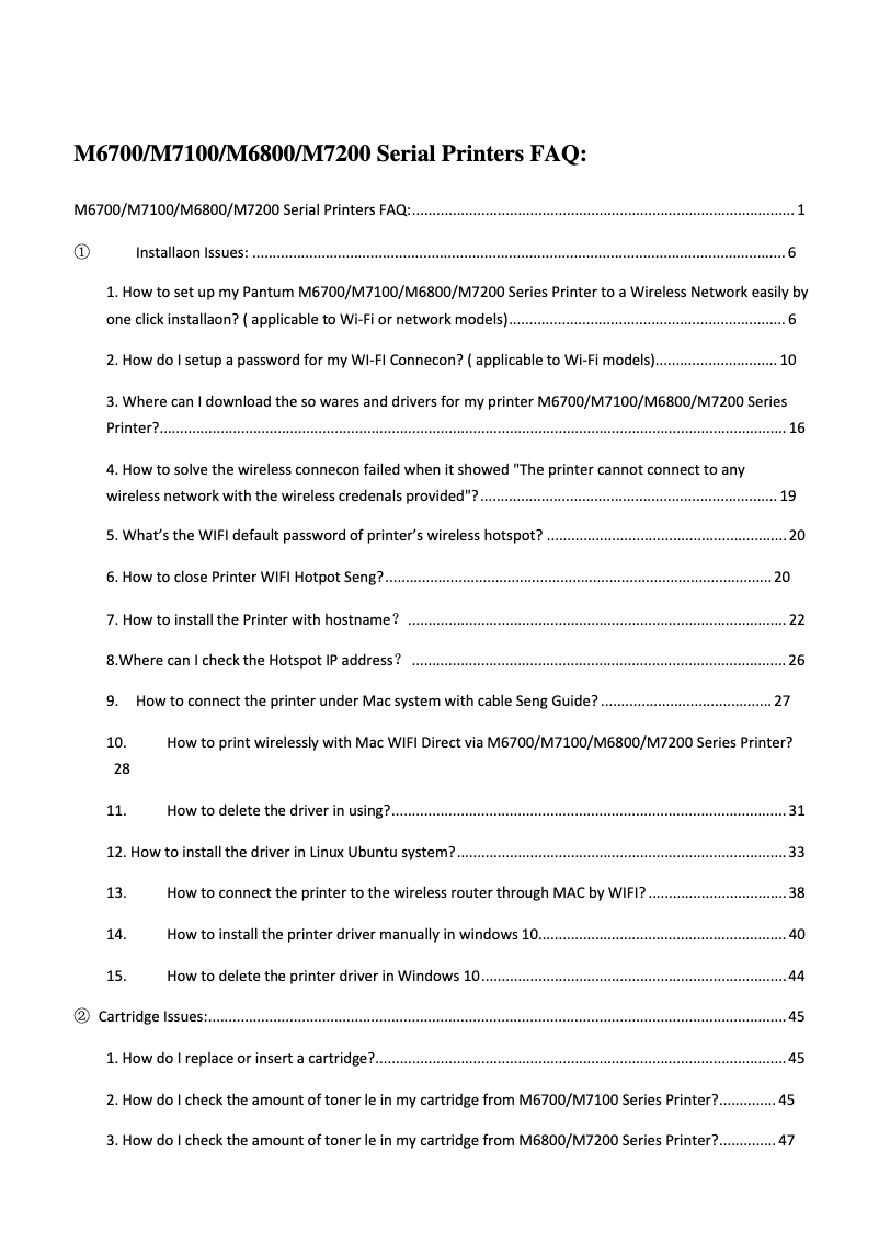 Page n°1 - FAQ Pantum M7200FD