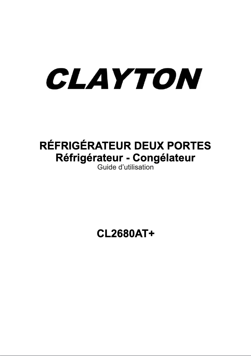Page n°1 - Manuel utilisateur Clayton CL2680AT+