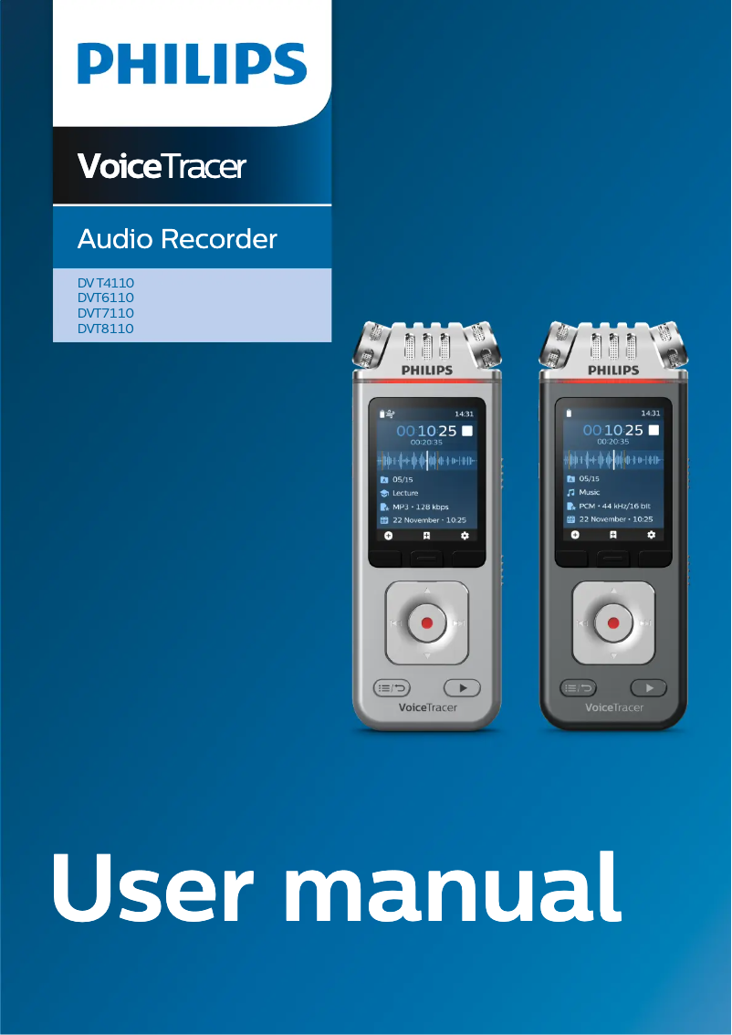 Page n°1 - Manuel utilisateur Philips Voice Tracer DVT41225