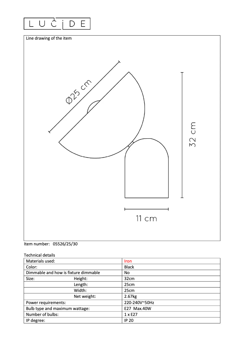 Page 1 de la notice Manuel utilisateur Lucide Vidor 05526/25/30