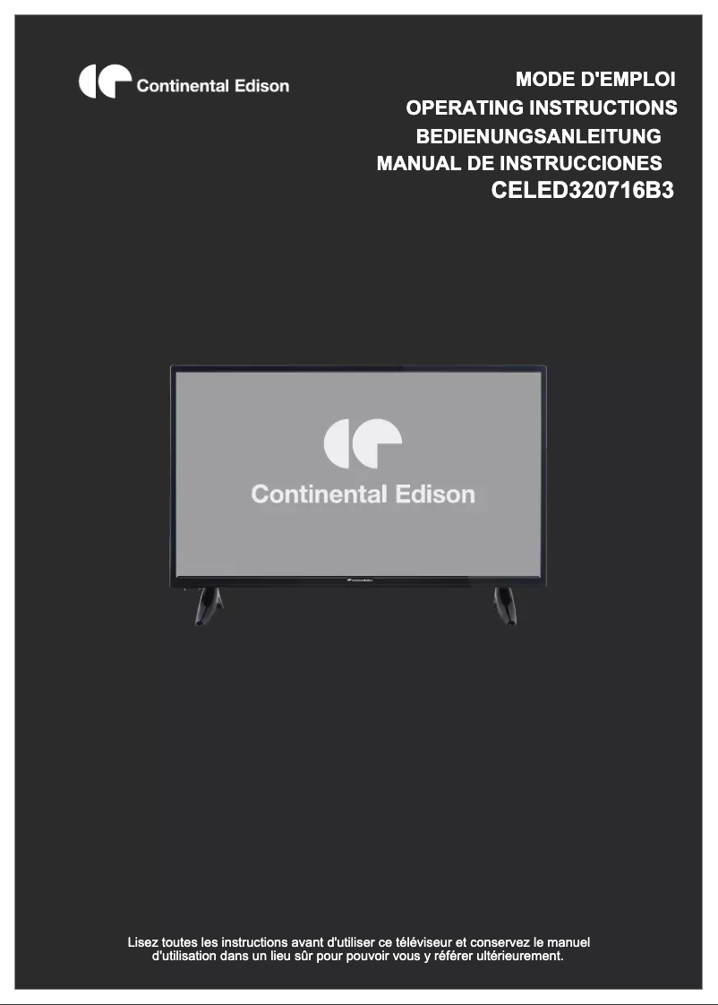 Page n°1 - Manuel utilisateur Continental Edison CELED320716B3
