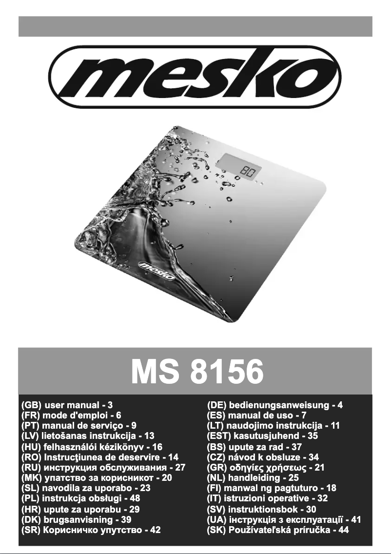 Page n°1 - Manuel utilisateur Mesko MS 8156