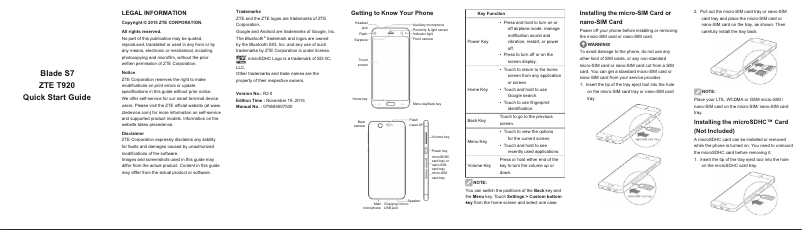 Page n°1 - Manuel utilisateur ZTE Blade S7