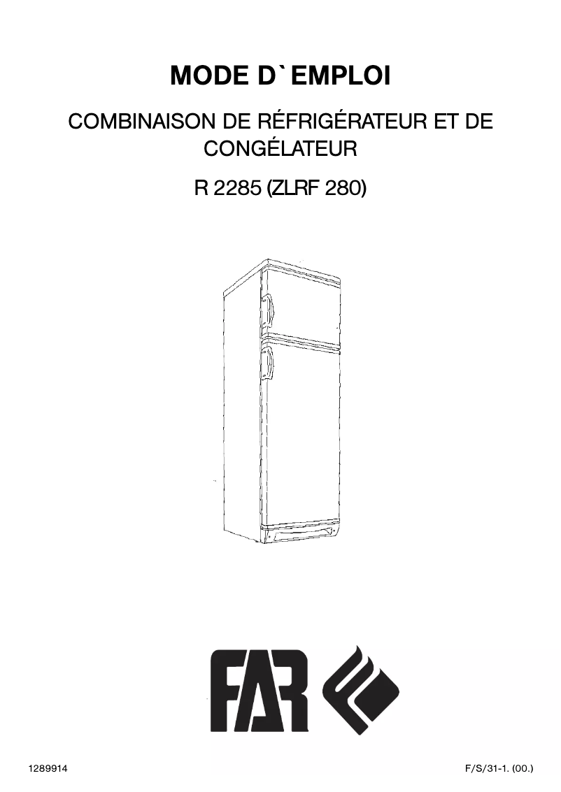Page 1 de la notice Manuel utilisateur FAR R2285