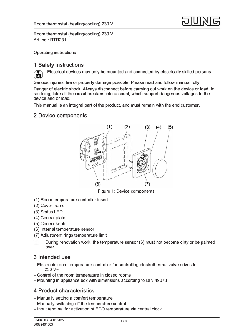 Image de la première page du manuel de l'appareil RTR231