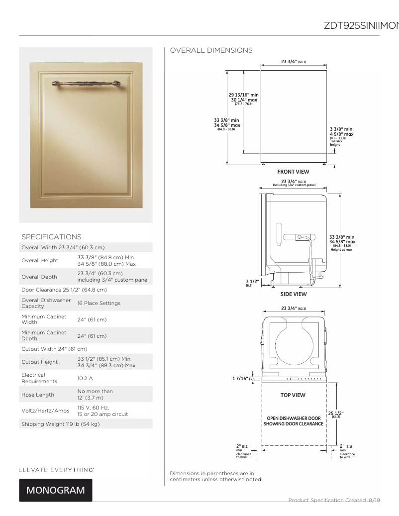 Page n°1 - Fiche technique Monogram MORADW112