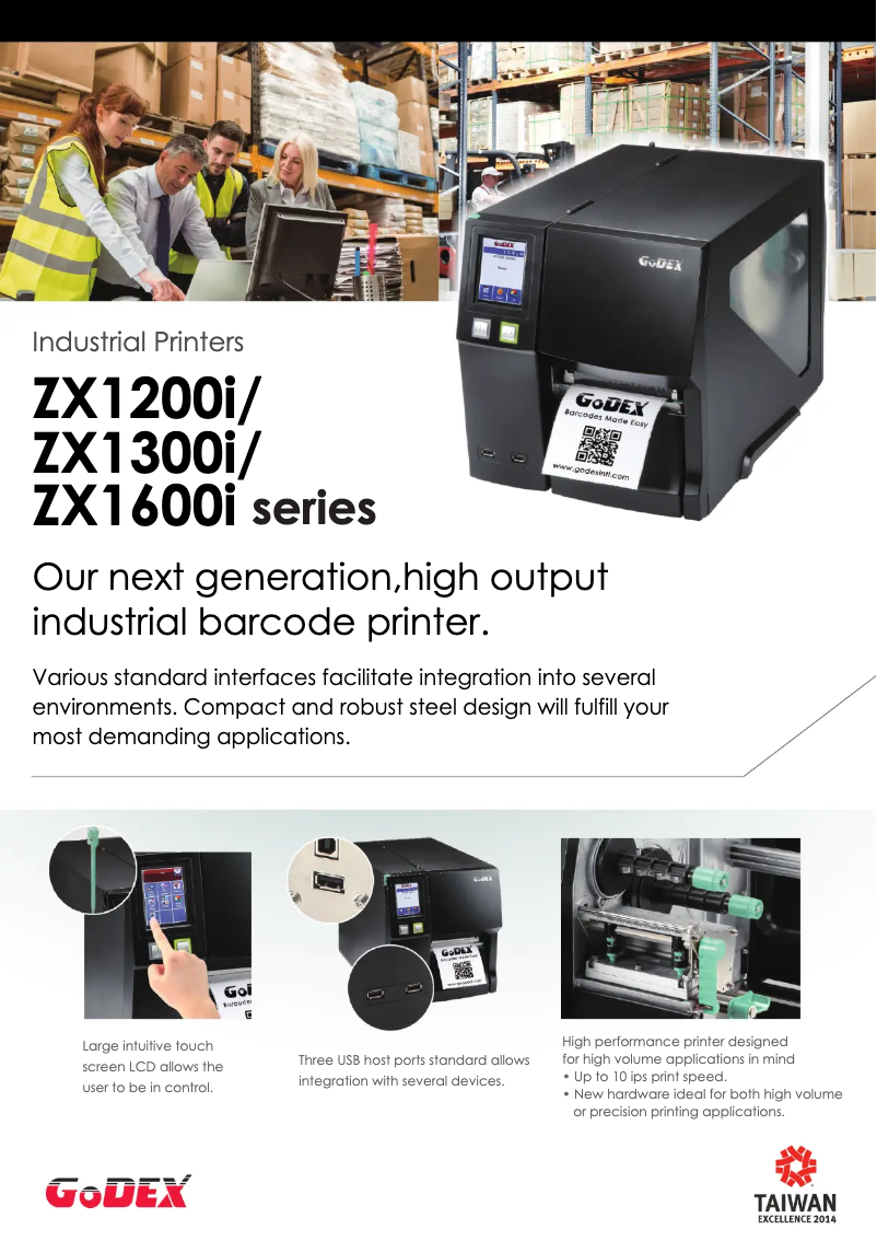 Page 1 of the manual Brochure Godex ZX1300i