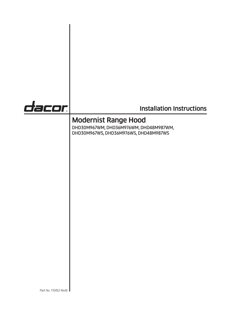 Page n°1 - Guide d'installation Dacor DHD48M967IM