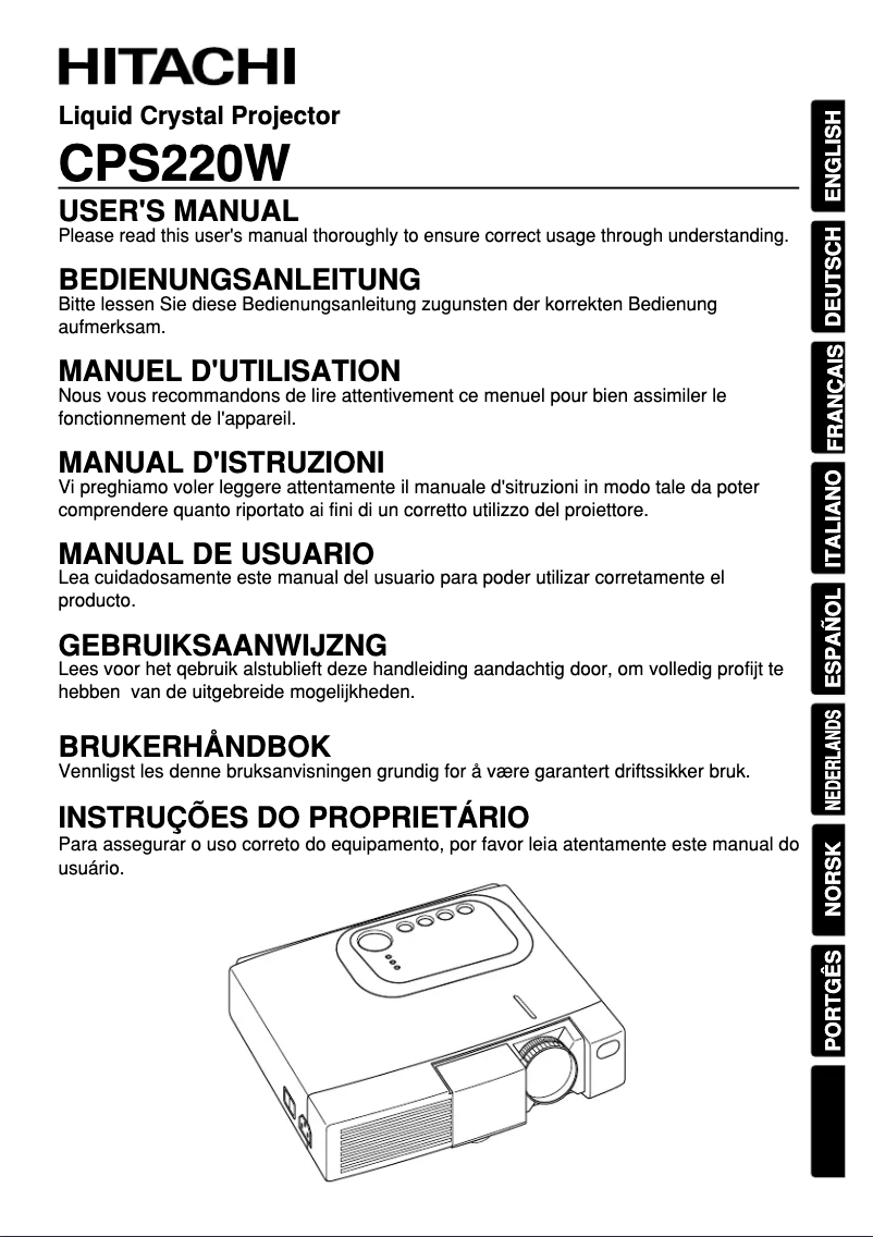 Page 1 de la notice Manuel utilisateur Hitachi CP-S220W