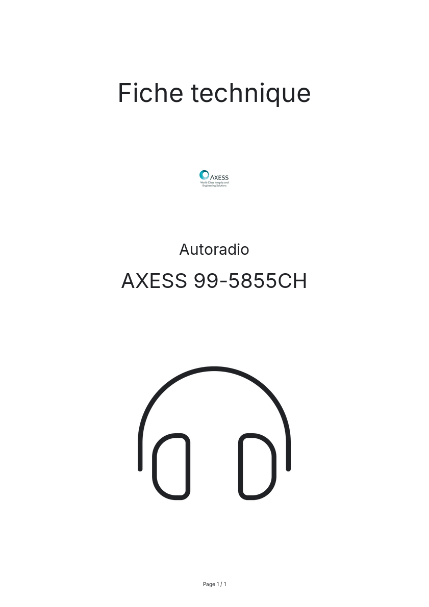 Page n°1 - Fiche technique AXESS 99-5855CH