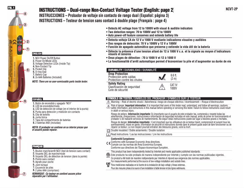 Image de la première page du manuel de l'appareil NCVT-2P