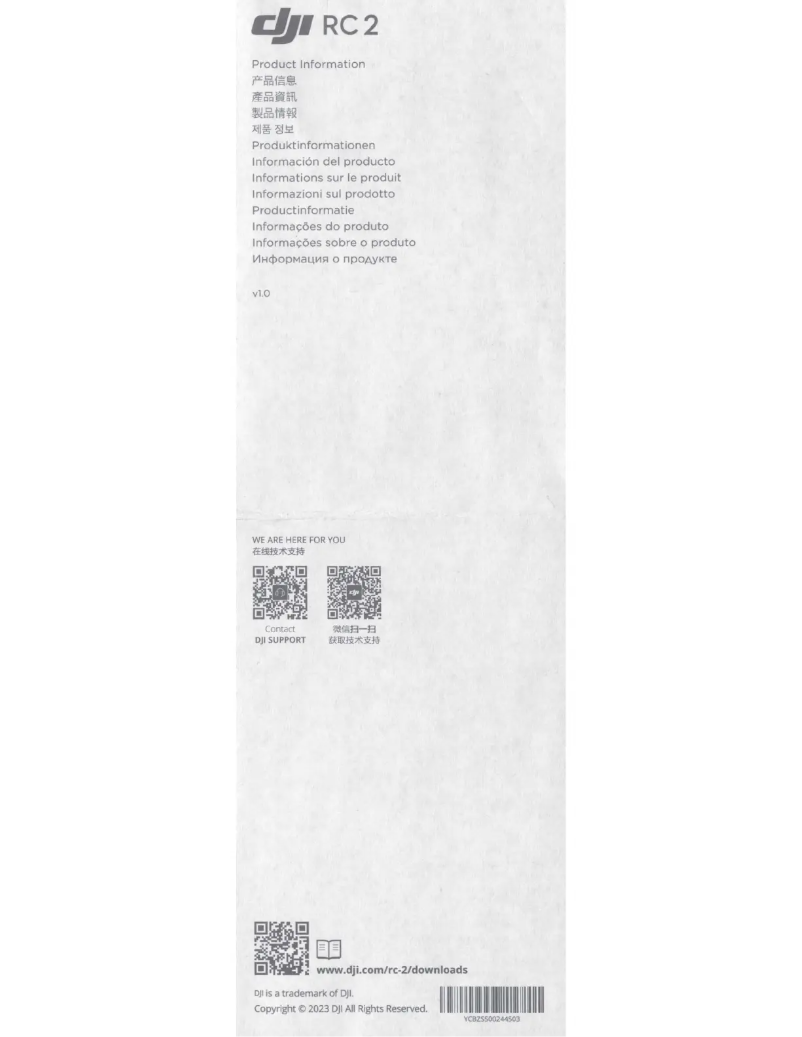 Page 1 de la notice Manuel utilisateur DJI RC 2