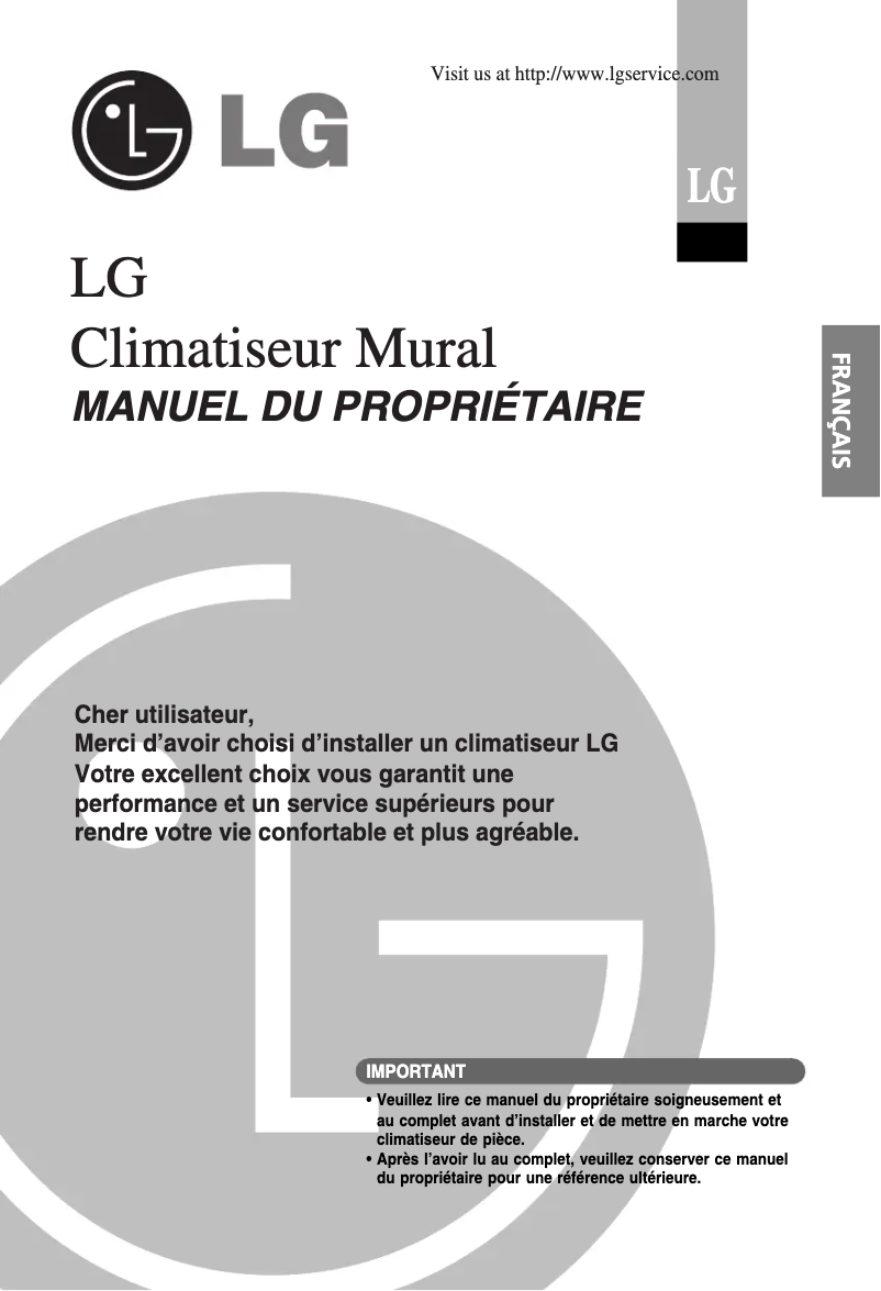 Page 1 de la notice Manuel utilisateur LG LSNH0964DM0