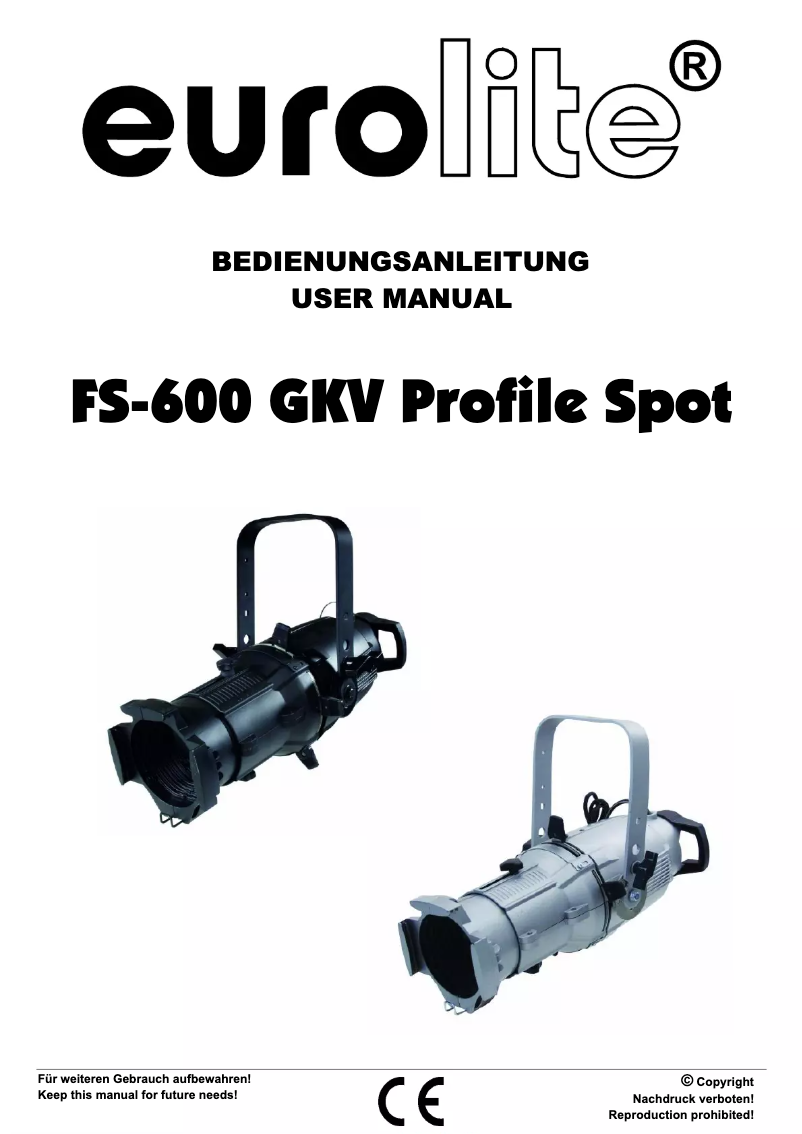 Image de la première page du manuel de l'appareil FS-600 GKV Profile Spot