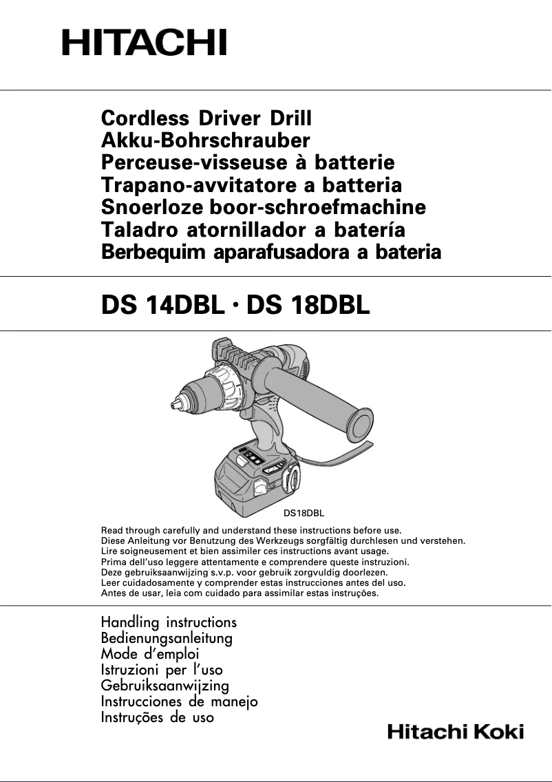 Page 1 de la notice Manuel utilisateur Hitachi DS18DBL-EX