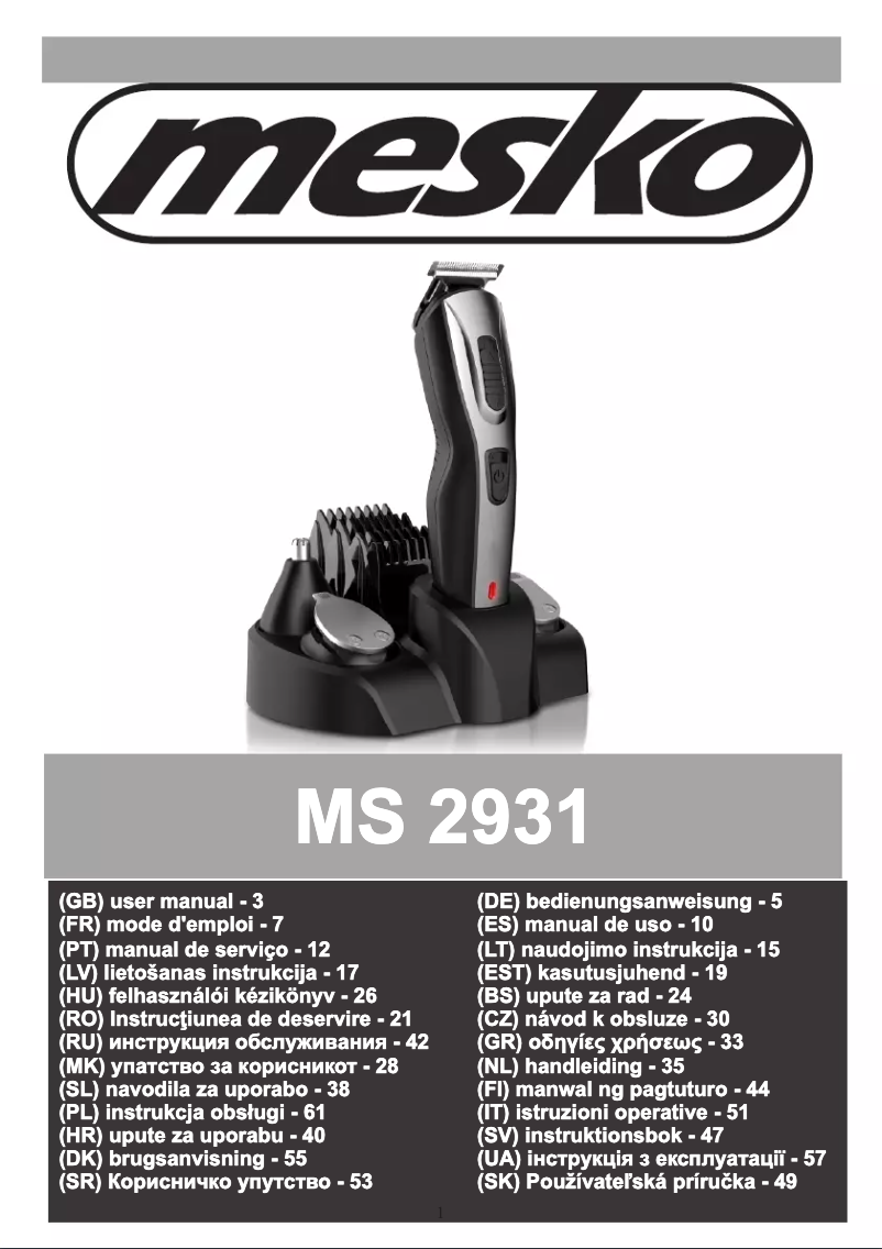 Page 1 de la notice Manuel utilisateur Mesko MS 2931