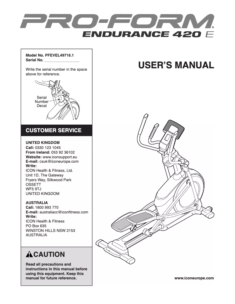 Página 1 del manual Manual de usuario Pro-form Endurance 420 E