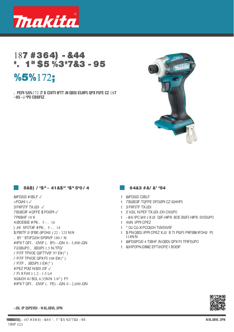Page n°1 - Fiche technique Makita DTD172Z