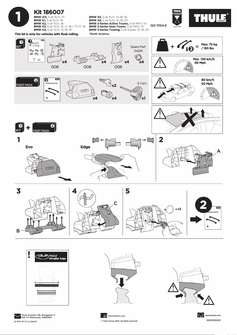 Page n°1 - Manuel utilisateur Thule Kit 186007