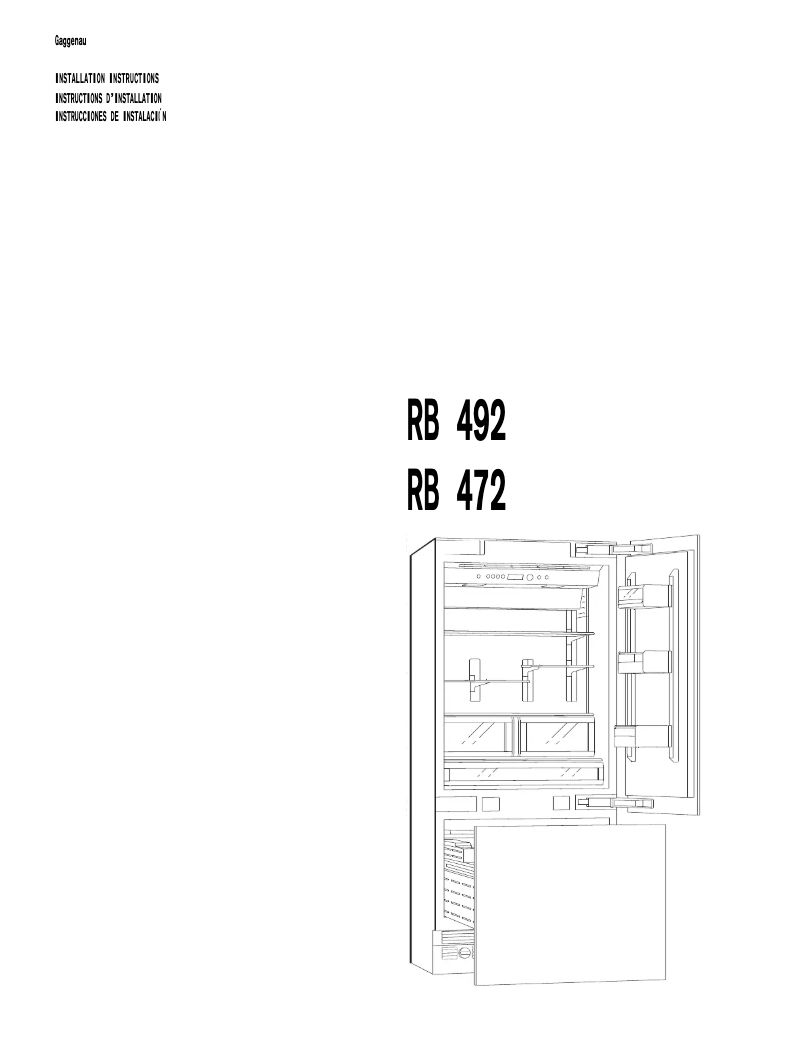Página 1 del manual Guía de instalación Gaggenau RB492701
