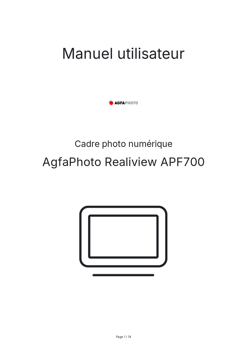Page n°1 - Manuel utilisateur AgfaPhoto Realiview APF700