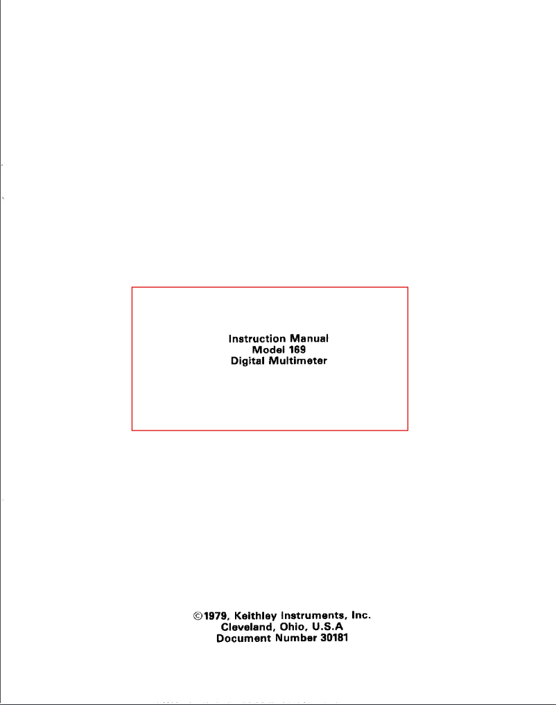 Page 1 de la notice Manuel utilisateur Keithley 169