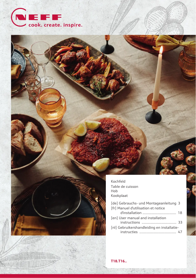 Page 1 de la notice Guide d'installation Neff T18BT16N0