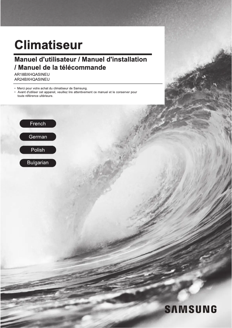 Page 1 de la notice Manuel utilisateur Samsung AR18BXHQASINEU