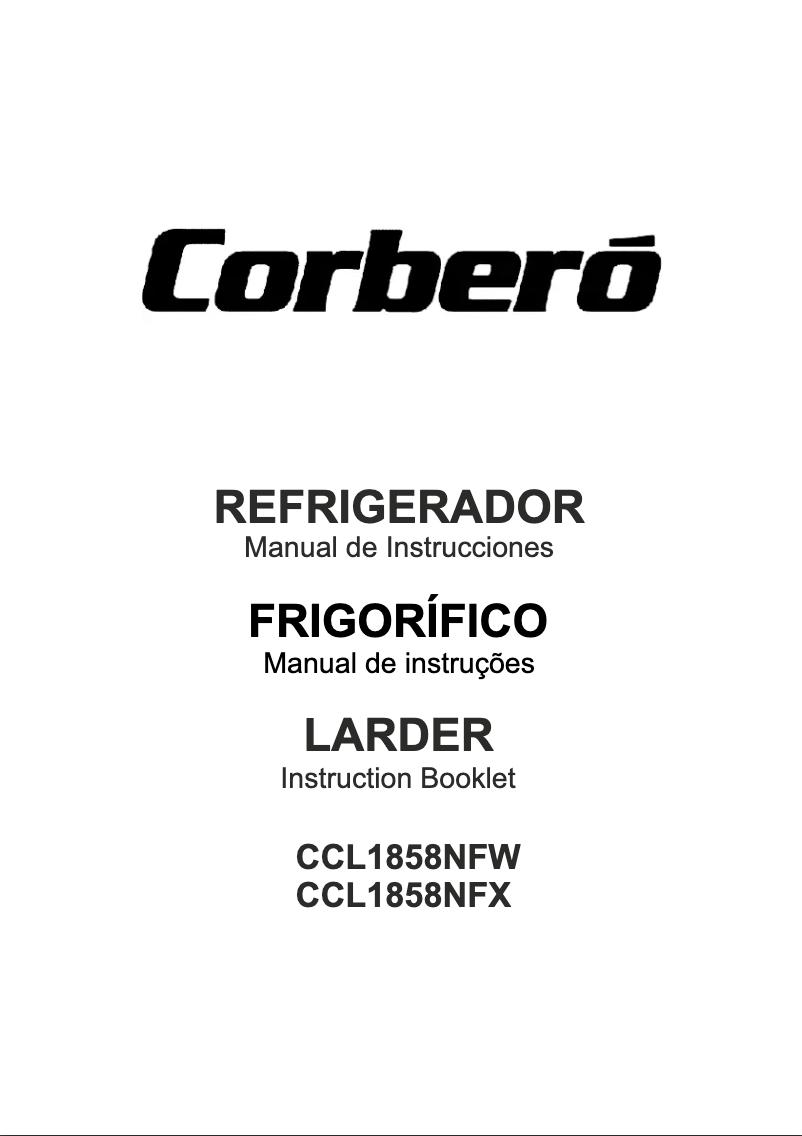 Page 1 de la notice Manuel utilisateur Corbero CCL1858NFX