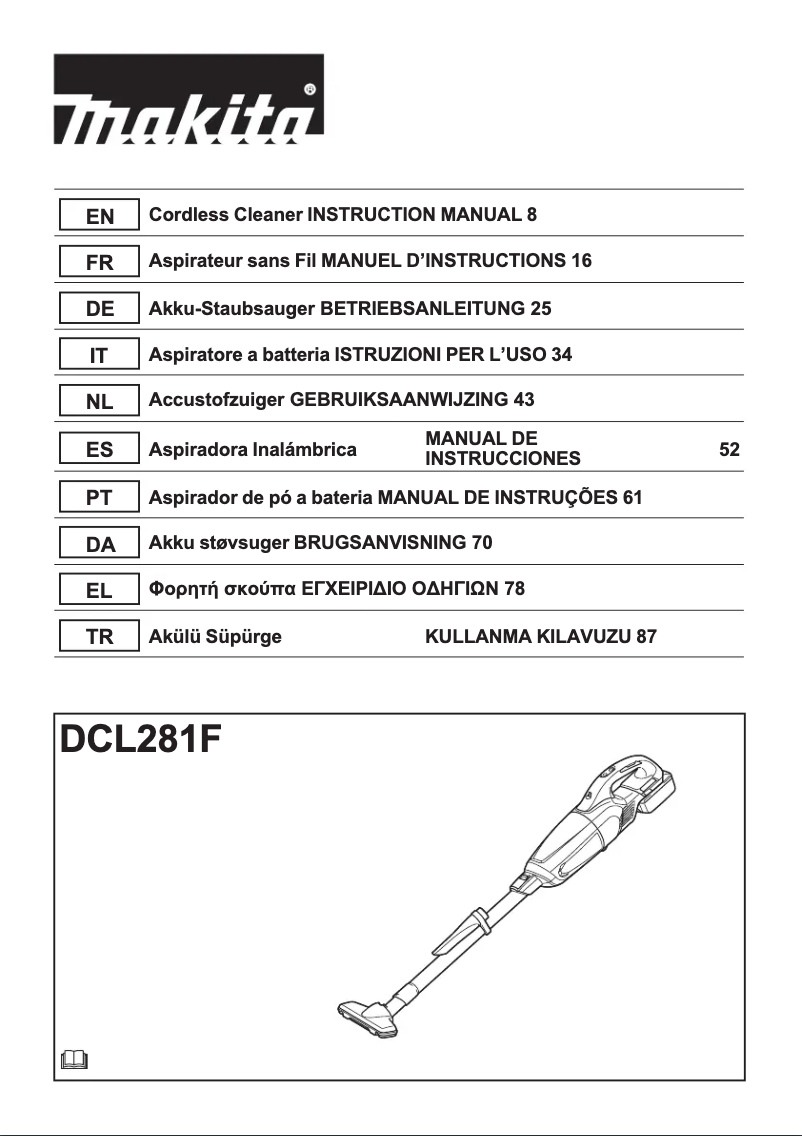 Page 1 de la notice Manuel utilisateur Makita DCL281F