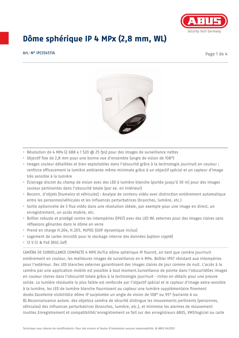 Image de la première page du manuel de l'appareil IPCS54511A