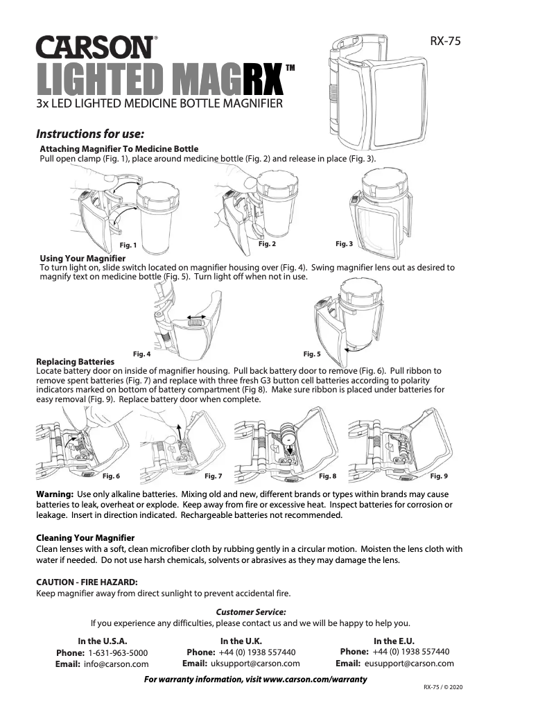 Page 1 de la notice Manuel utilisateur Carson MagRX