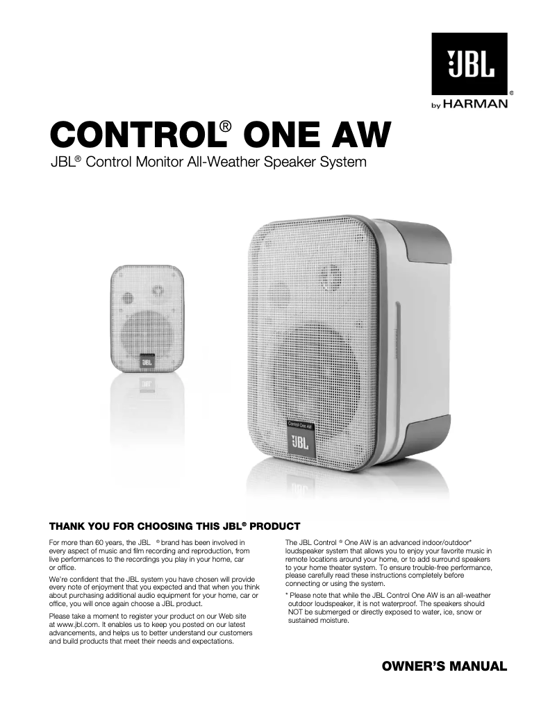Page n°1 - Manuel utilisateur JBL Control One AW