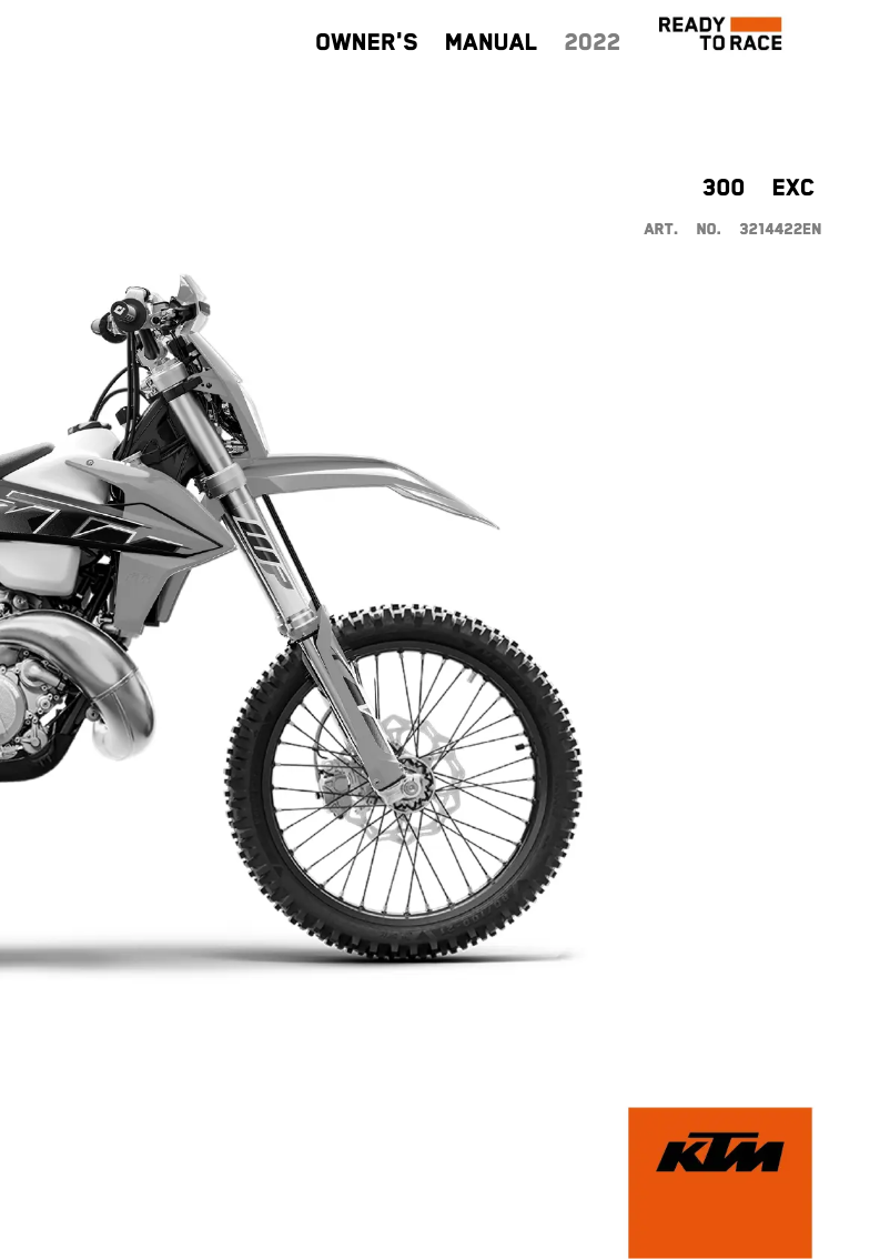 Page 1 de la notice Manuel utilisateur KTM 300 EXC (2022)