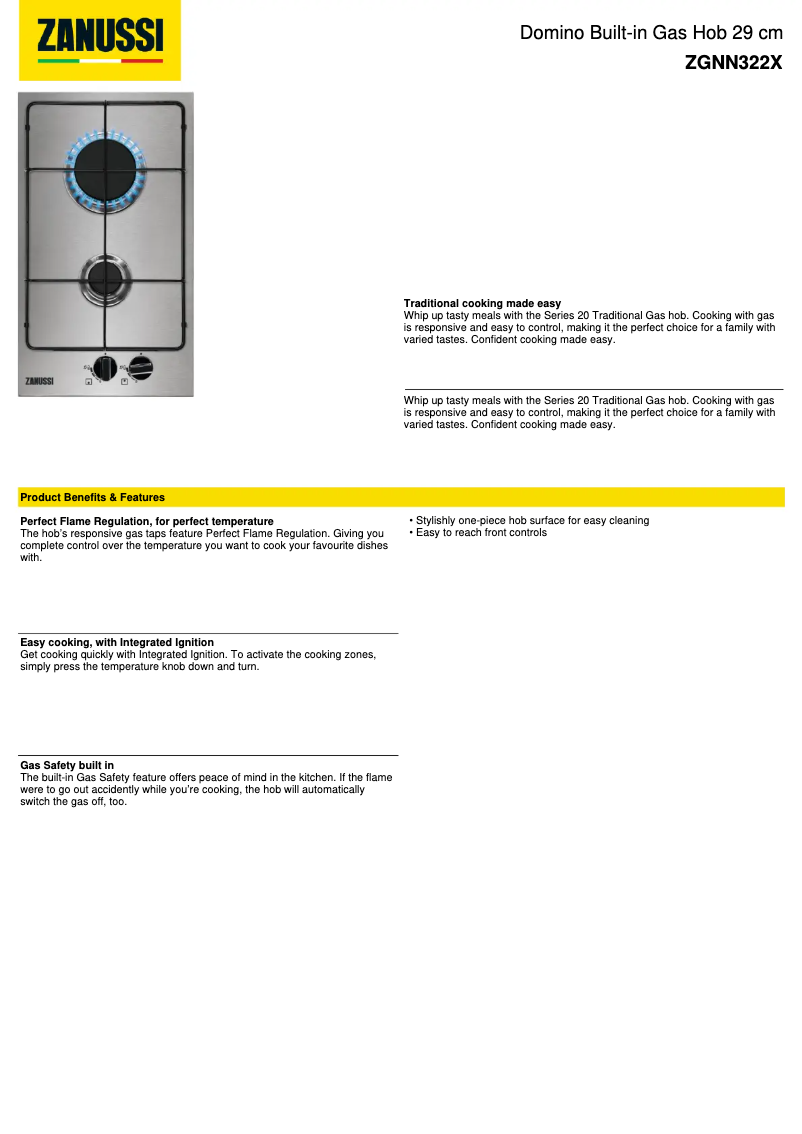 Image de la première page du manuel de l'appareil ZGNN322X
