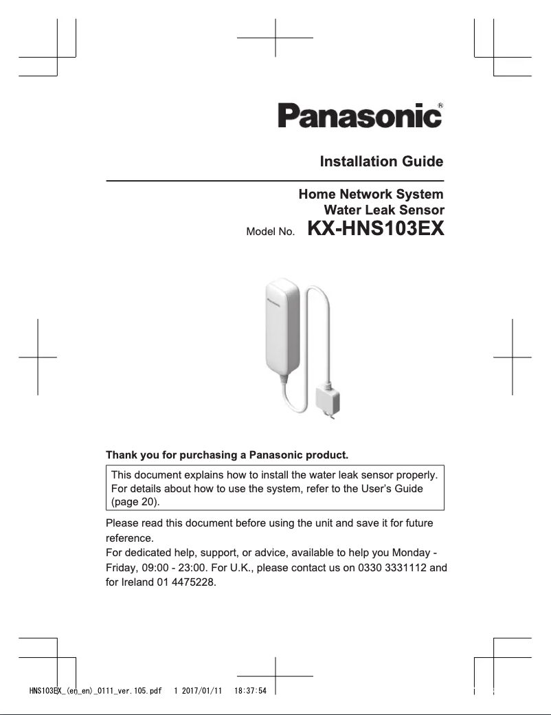 Page 1 de la notice Manuel utilisateur Panasonic KX-HNS103EX