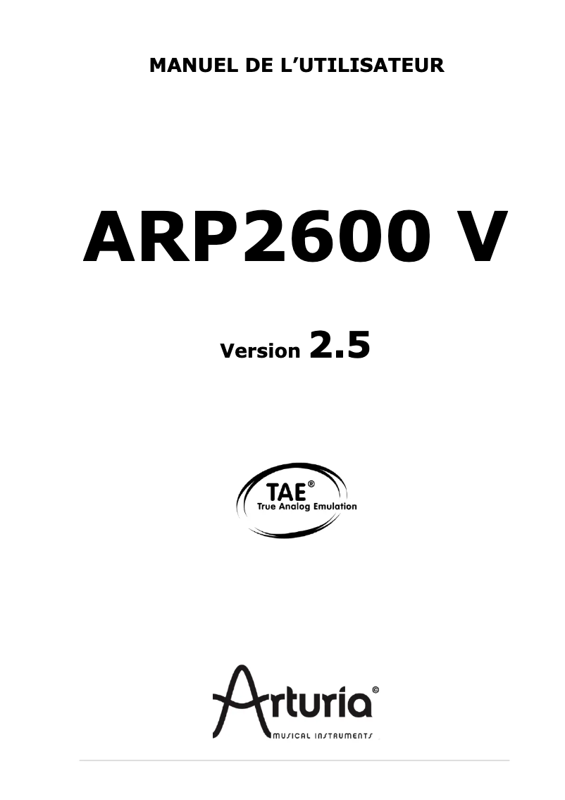 Image de la première page du manuel de l'appareil ARP 2600 V2