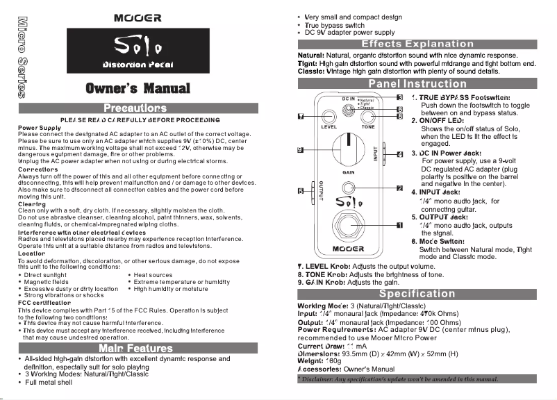 Image de la première page du manuel de l'appareil Solo